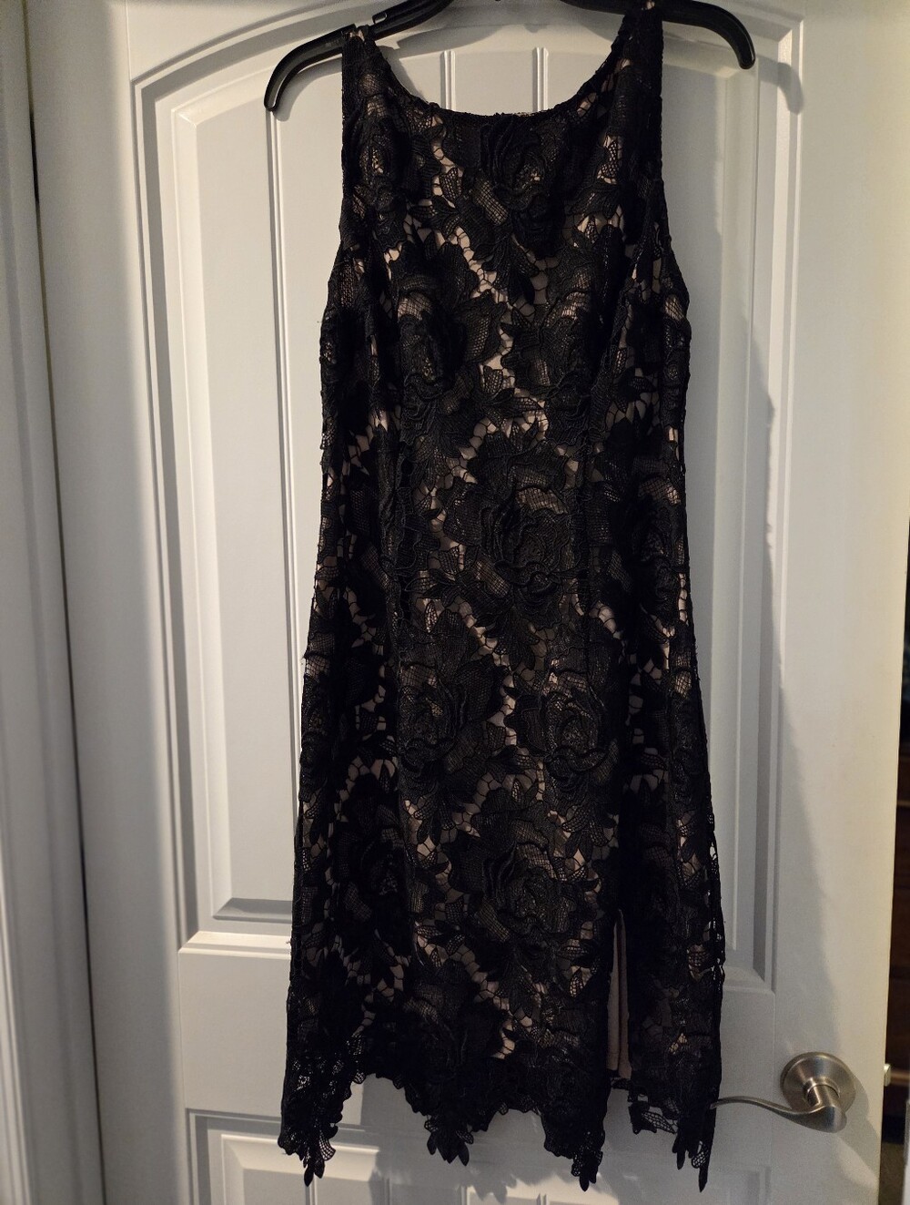 BB Dakota Black Lace Midi Dress with Nude Slip Size 6